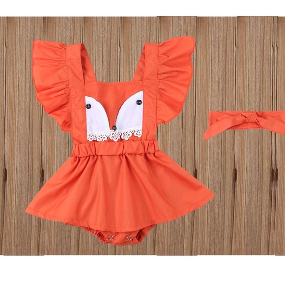 Fox Romper Thanksgiving Birthday Dress Outfit Safari Wild One Birthday Easter - Picture 3 of 9